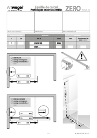 Schéma d'encombrement ZERO_Walk_In profilés pas encore assemblés