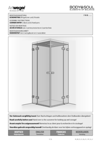 Accès d’angle avec 2 portes pivotantes et 2 parties fixes