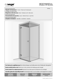 Porte pivotante avec paroi fixe 1 porte, 1 élément fixe et 1 paroi fixe