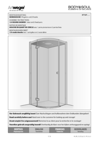 Douche en quart de cercle avec 1 porte pivotantes et 2 parties fixes